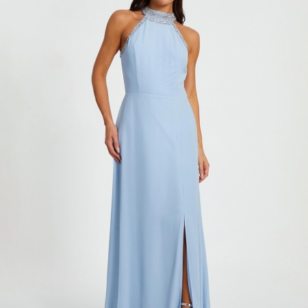 Blue solid maxi dress