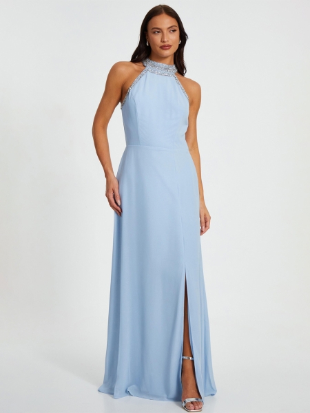 Blue solid maxi dress