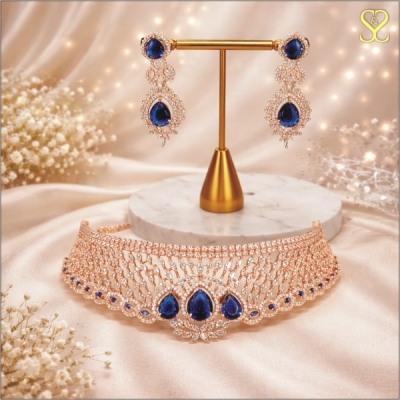 Royal Blue Stone Choker Necklace