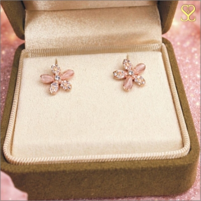 Rose Gold Plated Pink Stone Flower Design